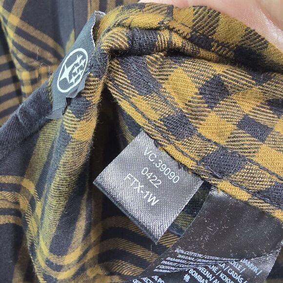 Subaru Shirt Mens Large Black Yellow Plaid SButton Up Long Flannel Lightweight - Picture 13 of 15